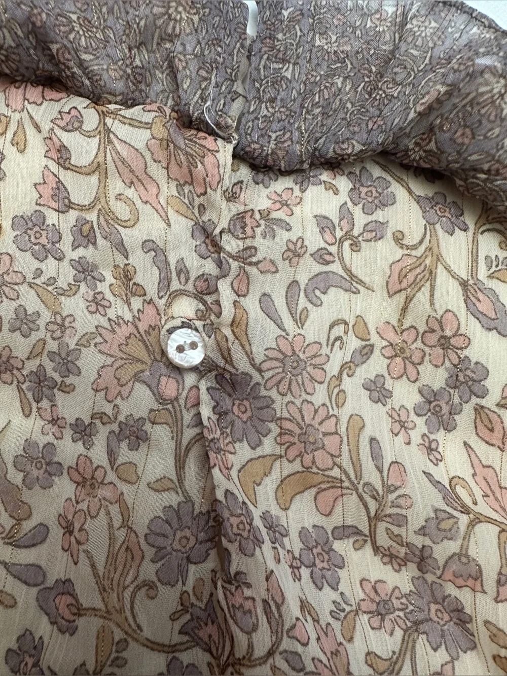 Zara girl’s floral smock dress brown ruffled collar, long sleeves.  Size 3-4T.